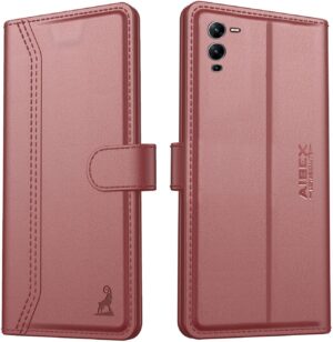 AIBEX ® Compatible for Vivo V25 Pro Flip Cover Leather Finish | Inside TPU with Card Pockets | Wallet Stand | Complete Protection Flip Case - Brown