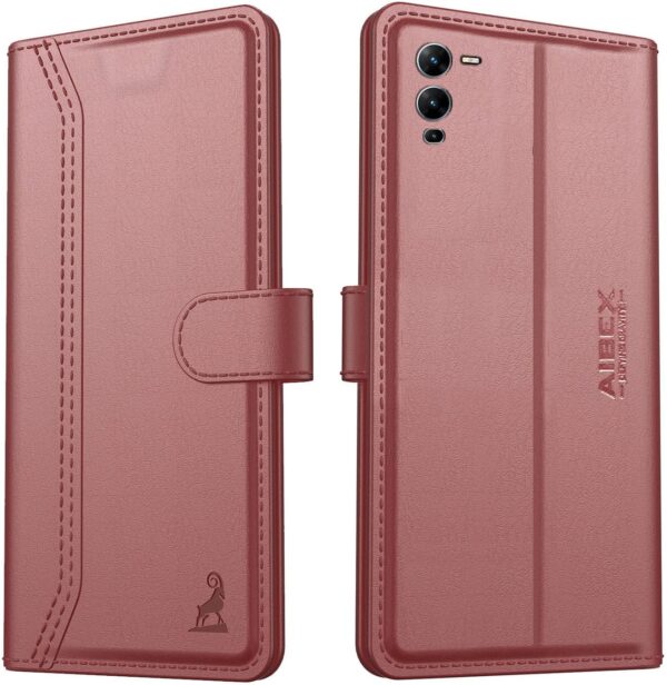 AIBEX ® Compatible for Vivo V25 Pro Flip Cover Leather AIBEX ® Compatible for Vivo V25 Pro Flip Cover Leather Finish | Inside TPU with Card Pockets | Wallet Stand | Complete Protection Flip Case - Brown