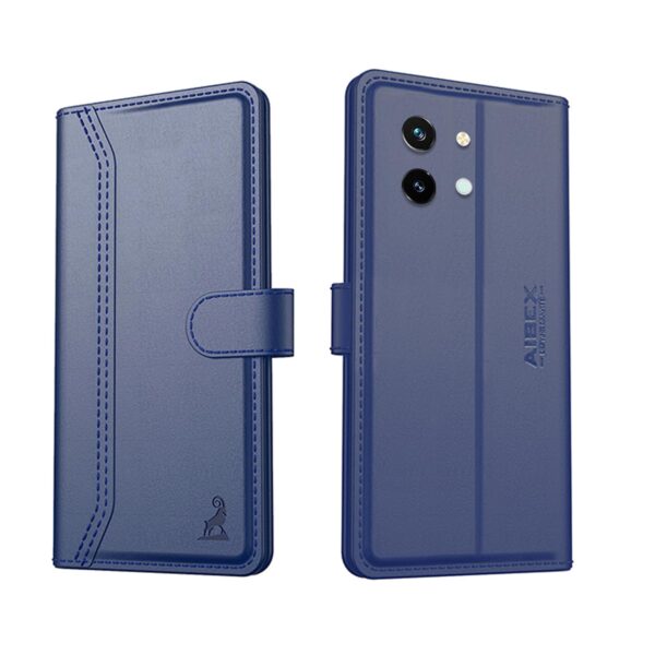 AIBEX ® Compatible for Vivo Y58 5G Flip Cover Leather Finish with Magnatic Closure | Inside TPU with Card Pockets | Wallet Stand | Complete Protection Flip Case -Blue