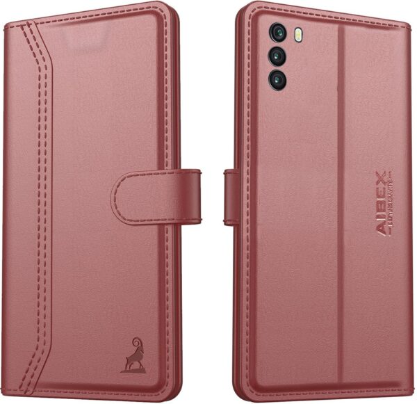 AIBEX ® Poco M3 Flip Cover Leather Finish | Inside TPU with Card Pockets | Wallet Stand | Complete Protection Flip Case Brown