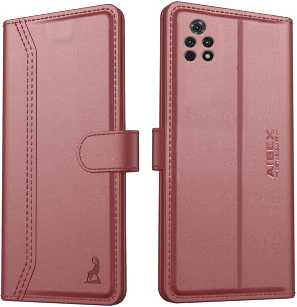AIBEX ® Poco M4 Pro 4G Flip Cover Leather Finish | Inside TPU with Card Pockets | Wallet Stand | Complete Protection Flip Case Brown