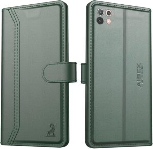 AIBEX ® Redmi 11 Lite NE 5G / Redmi 11 Lite 5G Flip Cover Leather Finish | Inside TPU with Card Pockets | Wallet Stand | Complete Protection Flip Case Green