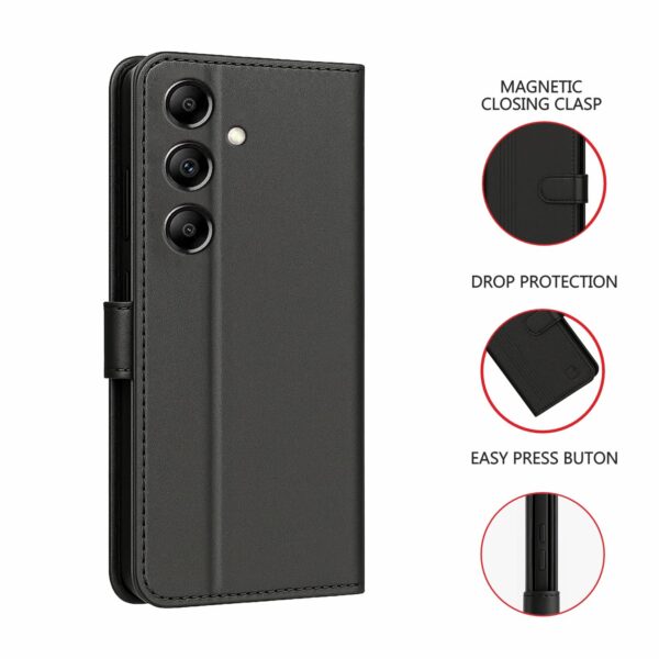 AIBEX ® Shock Proof Flip Compatible for Samsung A14 5G Flip Cover Leather Finish | Inside TPU with Card Pockets | Wallet Stand | Complete Protection Flip Case