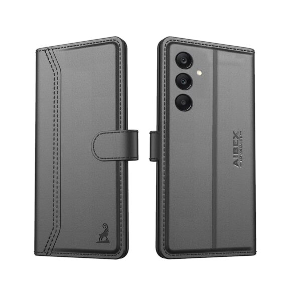 AIBEX ® for Samsung F17 5G / Samsung A17 5G / Samsung A26 5G Flip Cover Leather Finish with Magnatic Closure | Inside TPU with Card Pockets | Wallet Stand | Complete Protection Flip Case -Black