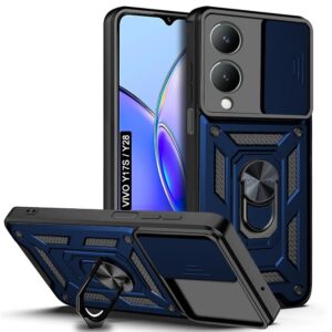 AIBEX® Back Cover for Vivo Y28 5G / Vivo Y17s 4G | D10 Tough Armor Case | Sliding Camera Shield | 360° Protection | Kickstand Ring Holder | Military-Grade Shockproof Bumper Case