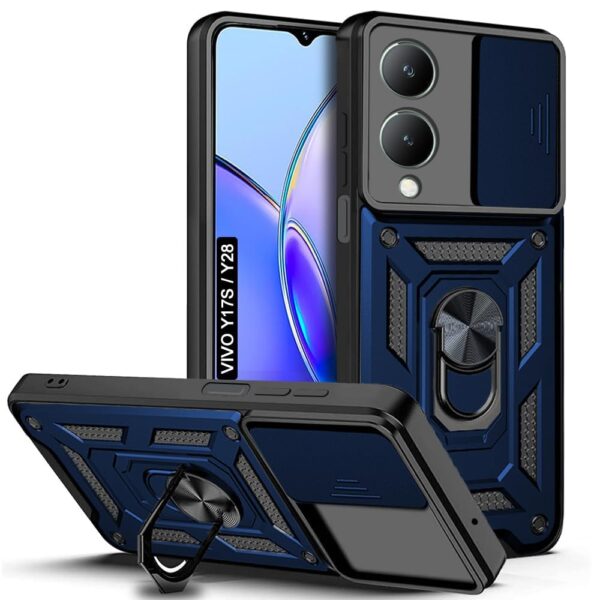 AIBEX® Back Cover for Vivo Y28 5G / Vivo Y17s AIBEX® Back Cover for Vivo Y28 5G / Vivo Y17s 4G | D10 Tough Armor Case | Sliding Camera Shield | 360° Protection | Kickstand Ring Holder | Military-Grade Shockproof Bumper Case