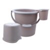 AIR O MATIC 3pc New Plastic Bathroom Set Round Double AIR O MATIC 3pc New Plastic Bathroom Set Round Double Moulded Unbreakable (20 LTR Bucket, 1 LTR Mug and Stool) (Desert Rose)