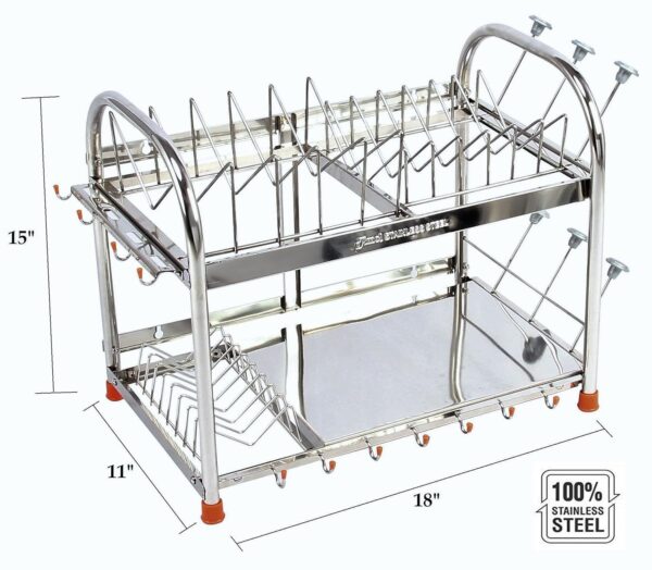 AMOL® Premium Stainless Steel Dish Rack | Kitchen Stand | Utensil Stand for Kitchen | Kitchen Rack | Kitchen Organizer Rack