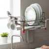 AMOL® Premium Stainless Steel Kitchen Rack | Dish Drying Rack with Glass & Cutlery Holder | Wall Mount Utensil Organizer | Plate Stand | Cup Saucer Holder | Rustproof Bartan Stand (Small)