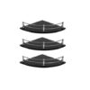 AMPEX Black Glass Corner Shelf for Bathroom and Kitchen Shelf Bathroom Accessories | Kitchen Shelves | Wall Shelf | Storage Shelf | Glass Shelves - 7.5 X 7.5 Inches - Black (Pack of 3)