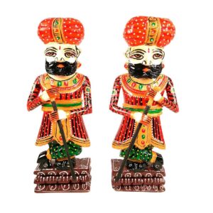 APKAMART Handcrafted Wooden Darbaan or Royal Guards 15 Inch Set of 2 Showpiece Figurine Decorative Figures for Home Decor, Room Decor and Gifts