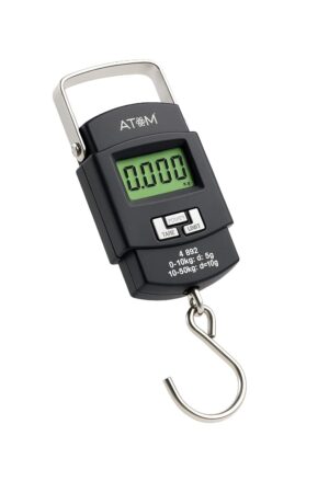ATOM A 302 Electronic Digital Hanging Stainless Steel Hook Luggage ATOM A 302 Electronic Digital Hanging Stainless Steel Hook Luggage Portable Scale with LCD Display for Industrial Fishing Factory Use Capacity 50Kg