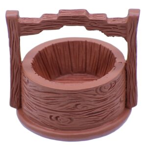 Aadyacrafts Miniature Wooden Well Bucket Planter, Rustic Brown, Decorative Fairy Aadyacrafts Miniature Wooden Well Bucket Planter, Rustic Brown, Decorative Fairy Garden Accessory, Mini Flower Basket for Terrariums and Dollhouses, 1 Piece, C2544-9