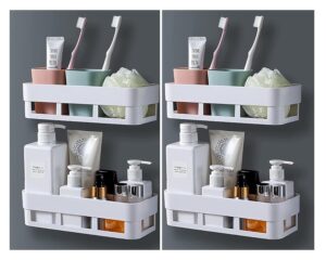 Acrylic Multipurpose Wall Mount Bathroom Shelf And Rack For Home And Kitchen. Self Adhesive Sticker Support Without Drilling. (4 Bathroom Shelf)