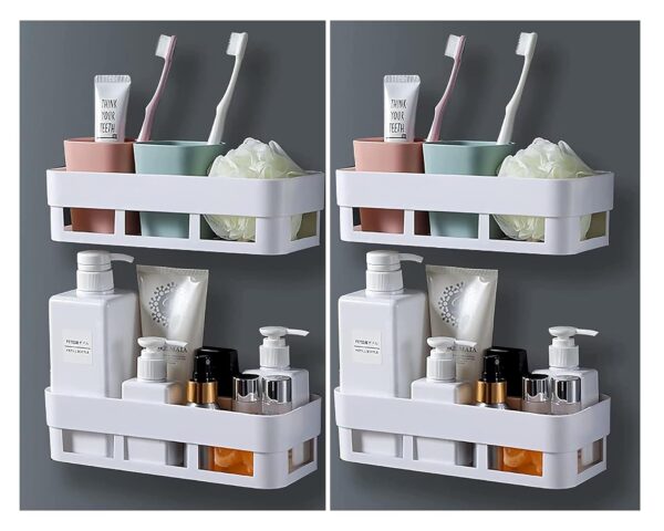 Acrylic Multipurpose Wall Mount Bathroom Shelf And Rack For Home And Kitchen. Self Adhesive Sticker Support Without Drilling. (4 Bathroom Shelf)