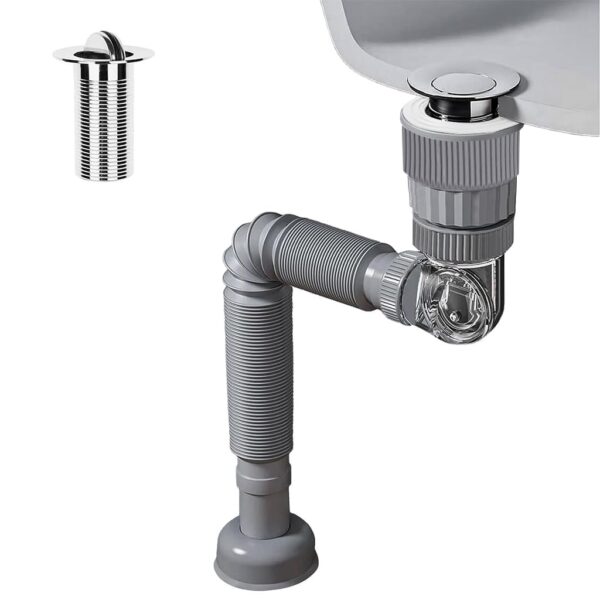 Adjustable Anti-Odor Sink Drain Pipe Kit for Bathroom & Kitchen Adjustable Anti-Odor Sink Drain Pipe Kit for Bathroom & Kitchen | Flexible Leak-Proof Waste Pipe with Deodorizing Trap, Fast Drainage Hose, Universal Fit & Easy DIY Installation