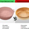 Air Fryer Silicon Tray Liners I Round Silicone Basket Baking Tray I Pot with Ear Handles I Nonstick Reusable Heat Resistant I Cooking Oven Fryer - Multicolor (8 inch, Pack of 2)