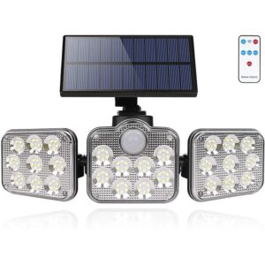 Aluminium Outdoor Solar Light, Floodlight 3 Heads For Garden, Solar Aluminium Outdoor Solar Light, Floodlight 3 Heads For Garden, Solar Light With Motion Sensor, Waterproof Led Outdoor Solar Light, Remote Control