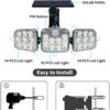 Aluminium Outdoor Solar Light, Floodlight 3 Heads For Garden, Solar Light With Motion Sensor, Waterproof Led Outdoor Solar Light, Remote Control
