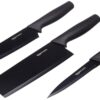 Amazon Basics 3 Pcs Carbon Knife Set | High Carbon Amazon Basics 3 Pcs Carbon Knife Set | High Carbon Stainless Steel Blades | Soft Ergonomic Handle | Slicing Knife, Chef's Knife and Meat Cleaver Knife | Rust-Resistant