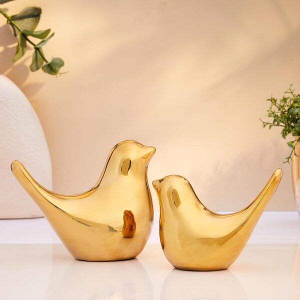 Amazon Basics Ceramic Golden Blessing Birds Figurine for Home Decor Amazon Basics Ceramic Golden Blessing Birds Figurine for Home Decor | Living Room, Bedroom, Office Desk, Cabinets (Pack of 2, Golden)