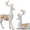 Amazon Basics Creative Resin Golden and White Reindeer Sculptures | Beautiful Home Decor Handicraft Resin | Elevates The Energy of Your Room (Pack of 2, White and Golden)