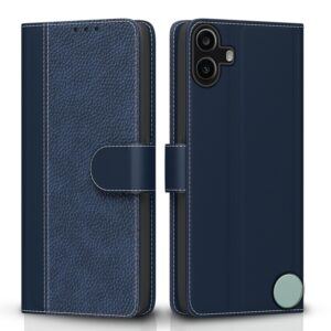 Amazon Basics Flip Cover for CMF by Nothing Phone 1 Amazon Basics Flip Cover for CMF by Nothing Phone 1 | Leather Finish | Wallet Stand and Shock Proof | Complete Protection Flip Case (Blue)