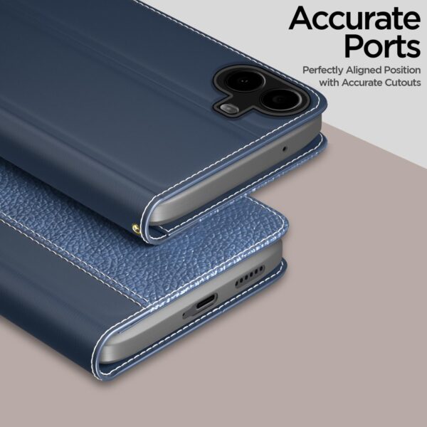 Amazon Basics Flip Cover for CMF by Nothing Phone 1 | Leather Finish | Wallet Stand and Shock Proof | Complete Protection Flip Case (Blue)
