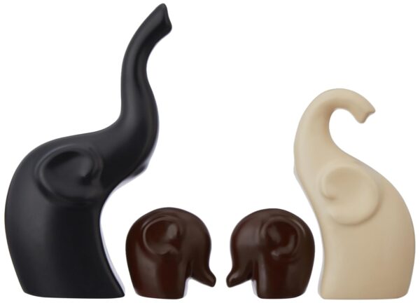 Amazon Basics Home Decor Elephant Family Matte Finish Ceramic Fantasy Figures(Set of 4 Pieces,Multicolor)