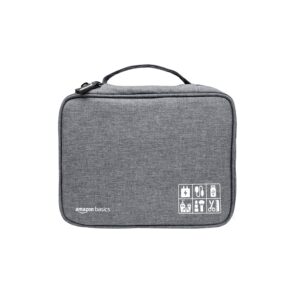 Amazon Basics Travel Organiser for Electronic Accessories, Flexible Padded Dividers, Waterproof, Foam Padding, for Cables, Chargers, Hard Disk, Power Bank (Grey)