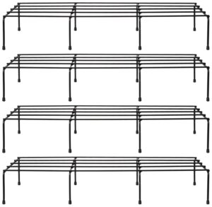 Amazon Brand - Solimo Anti-Rust Metal Plant Stand | Set of 4 | Rectangular | 120Kg Load Capacity | Galvanized Metal Planter/ Pot Stand with 7 Layer Coating | for Living Room/Outdoor/ Balcony | Black