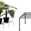 Amazon Brand - Solimo Anti-Rust Metal Plant Stand | Set of 4 | Rectangular | 120Kg Load Capacity | Galvanized Metal Planter/ Pot Stand with 7 Layer Coating | for Living Room/Outdoor/ Balcony | Black