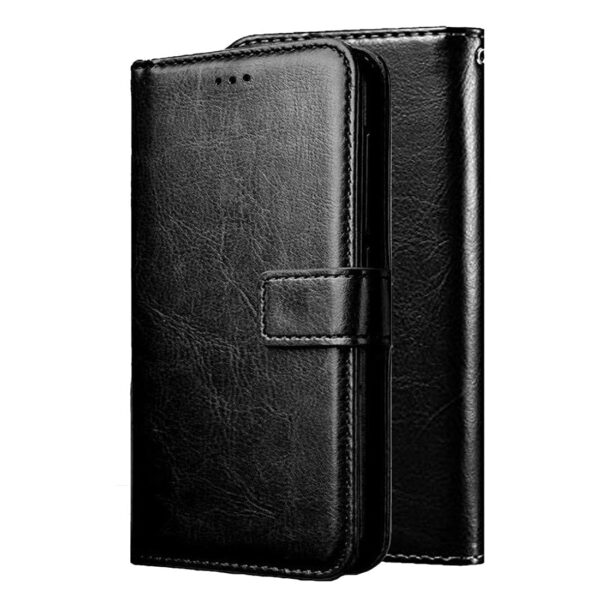 Amazon Brand - Solimo Flip Leather Mobile Cover (Soft & Amazon Brand - Solimo Flip Leather Mobile Cover (Soft & Flexible Back case) for Mi Redmi 7A (Black)