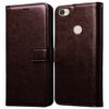 Amazon Brand - Solimo Flip Leather Mobile Cover (Soft, Flexible Amazon Brand - Solimo Flip Leather Mobile Cover (Soft, Flexible & Kickstand Back case) Compatible for Mi Redmi Y1 4G / Note 5A 4G (Coffee)
