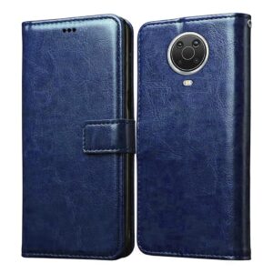 Amazon Brand-Solimo Flip Leather Mobile Cover (Soft, Flexible & Kickstand Back case) Compatible for Nokia G20 (Blue)