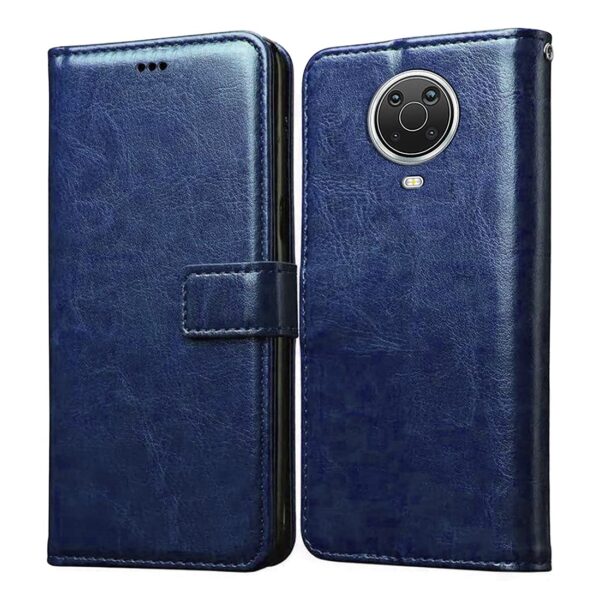 Amazon Brand-Solimo Flip Leather Mobile Cover (Soft, Flexible & Kickstand Amazon Brand-Solimo Flip Leather Mobile Cover (Soft, Flexible & Kickstand Back case) Compatible for Nokia G20 (Blue)