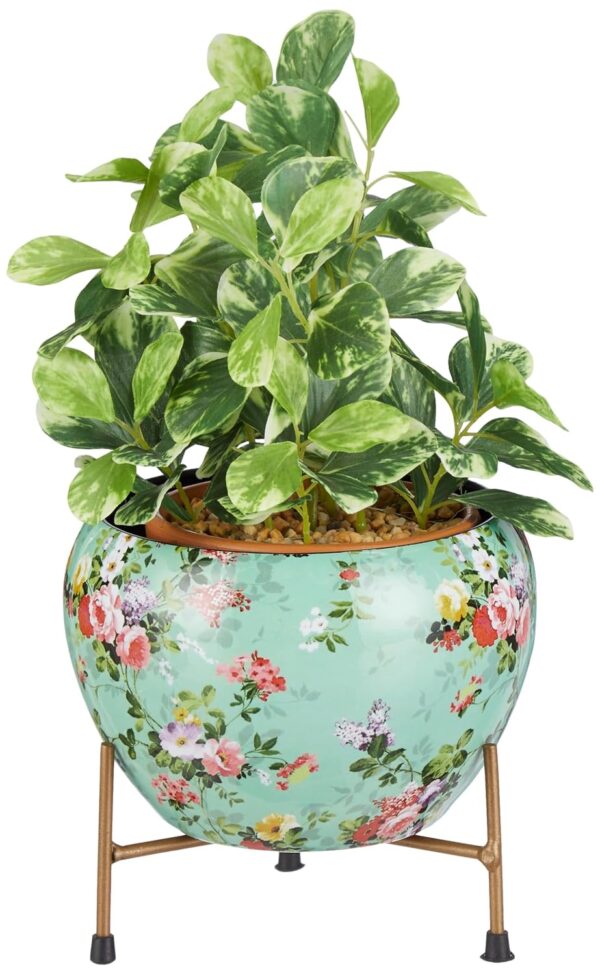 Amazon Brand - Solimo Flower Planter with Tripod Stand | Metal Table Top Flower Pot | Indoor Flower Planter for Home Garden Décor | Best Suited for Indoor Plantation