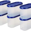 Amazon Brand - Solimo Modular Plastic Storage Container With Airtight Amazon Brand - Solimo Modular Plastic Storage Container With Airtight Lid | BPA-Free Plastic | Microwave Safe | Dishwasher Safe | 1.2 Litres | Set of 6 (Blue)