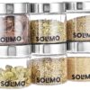 Amazon Brand - Solimo Plastic Storage Jar & Containers | Set of 6 | Steel Cap Jar Set | Air Tight & BPA Free | Multipurpose Jar Set | 200 ML | Silver, Transparent