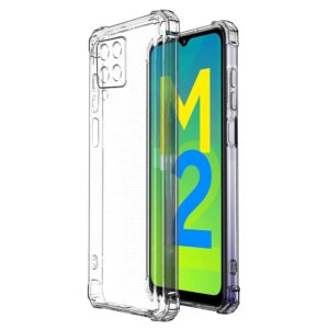 Amazon Brand - Solimo Silicone Mobile Cover For Samsung Galaxy M12 / A12 / F12 (Soft & Shockproof Back Case With inbuilt Cushioned Edges), Transparent