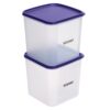 Amazon Brand - Solimo Square Modular Plastic Storage Container | Airtight | BPA-Free | Set of 2 | 3.9 L (Blue)