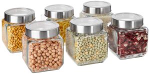 Amazon Solimo Square Glass Storage Containers | Set Of 6 Amazon Solimo Square Glass Storage Containers | Set Of 6 | 580 Ml Each | Non-Toxic, Recyclable | Transparent