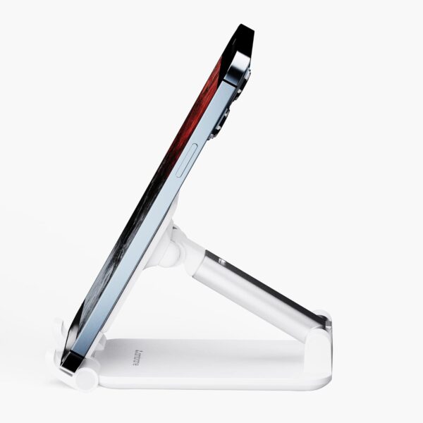 Ambrane Mobile Holding Tabletop Stand, 0-135 Perfect View, Height Adjustment, Wide Compatibility, Multipurpose, Anti-Skid Design (Twistand, White)
