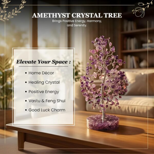 Amethyst Crystal Orgonite Tree for Home Decor | Healing Crystal Tree for Positive Energy, Vastu & Feng Shui | Good Luck Tree
