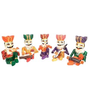 Apka Mart The Online Shop Hand Painted Rajasthani Musician Showpiece Apka Mart The Online Shop Hand Painted Rajasthani Musician Showpiece Set of 5 | Table Decorative Items Wooden (Multicolor| 7 Inch) for Table Decor & Office Décor,Gift
