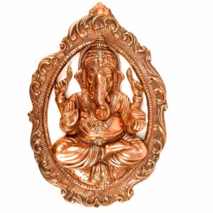 Apka Mart The Online Shop Lord Ganesh Oval Plate Metal Wall Hanging -16 Inch - for Home Décor, Brown