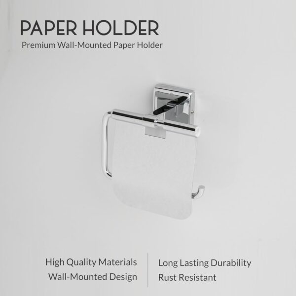 Aquarium Bath Paper Holder for Bathroom, Kitchen | Made with Stainless Steel 304 | PVD Black Matt Finish | Ideal Bathroom Accessories for Home | Astro (Chrome)