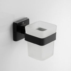 Aquarium Bath Tumbler & Cup Holder for Bathroom, Kitchen | Made with Stainless Steel 304 | PVD Black Matt Finish | Ideal Bathroom Accessories for Home | Astro