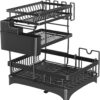 Arcanine Dish Drying Rack,Detachable 3 Tier Dish Rack with Draining Tray, Rustproof Dish Drainer Racks with Detachable Utensil Holder, Cutting Board & Cup Rack for Kitchen Over Sink Organiser (AR-03)