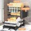 Arcanine Dish Drying Rack,Detachable 3 Tier Dish Rack with Draining Tray, Rustproof Dish Drainer Racks with Detachable Utensil Holder, Cutting Board & Cup Rack for Kitchen Over Sink Organiser (AR-03)